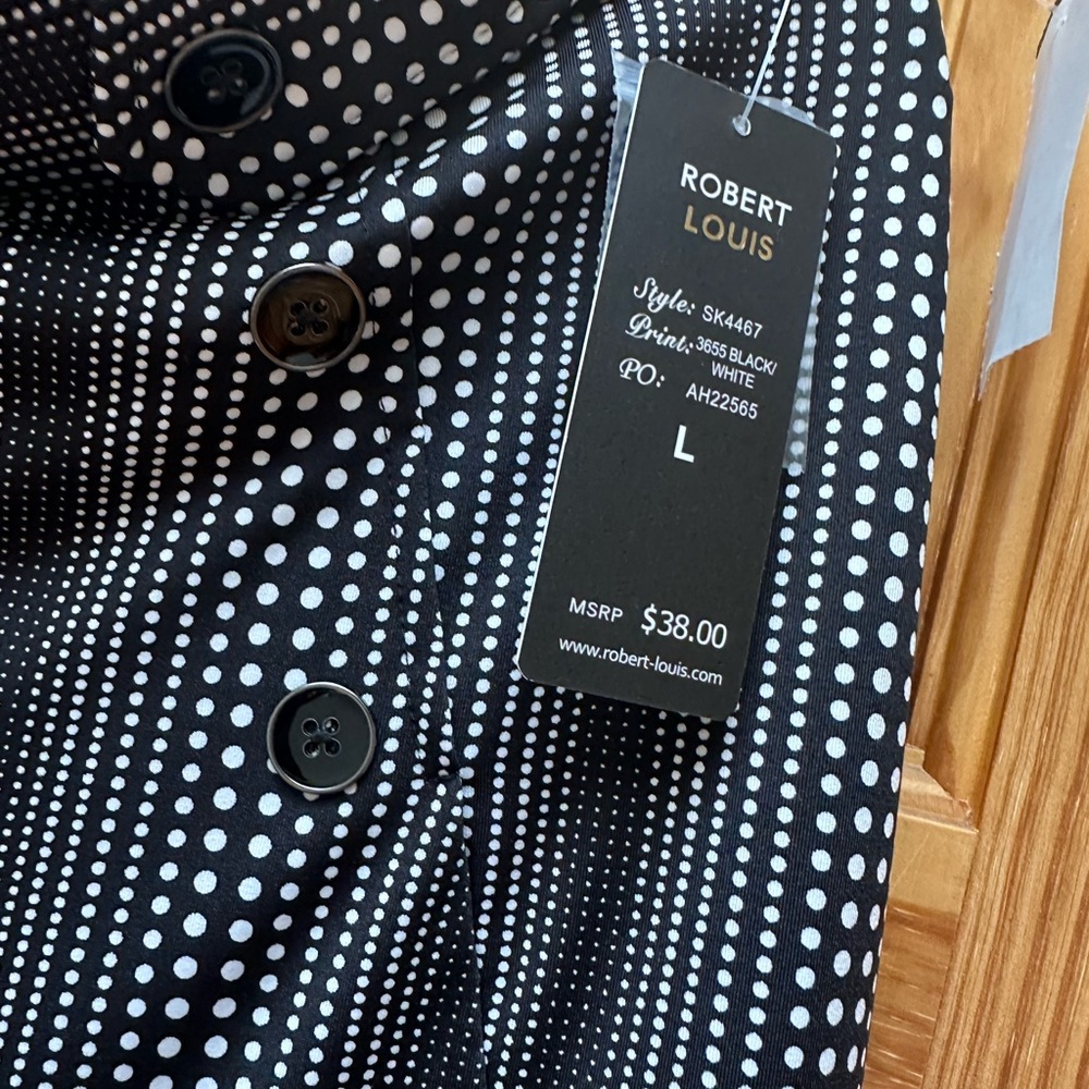 Robert Louis Black and White Dot Men's Shirt